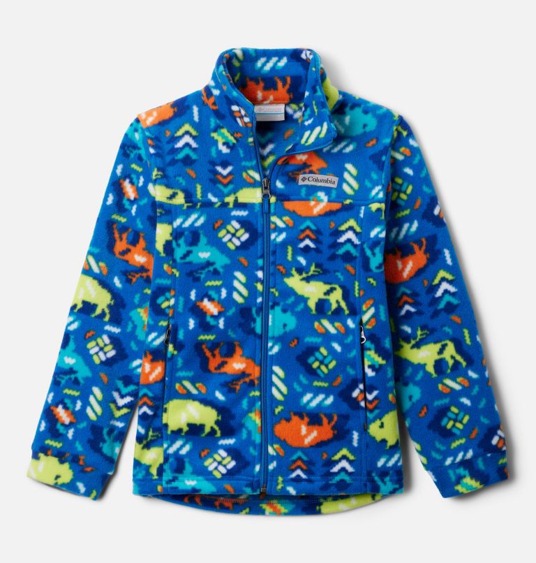 Thumbnail: Boys’ Zing III Printed Fleece Jacket, Color: Bright Indigo Buffaloroam, image 1