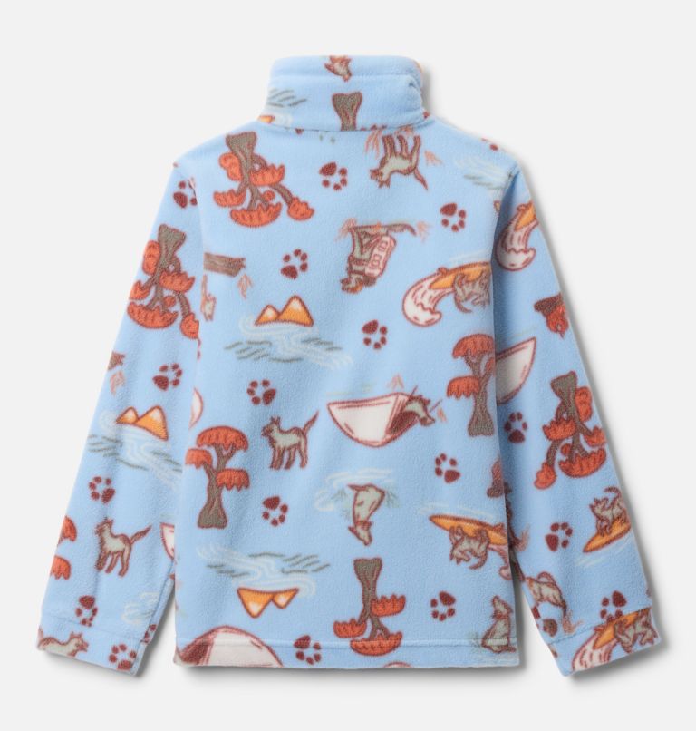 Boys’ Zing III Printed Fleece Jacket, Color: Ripple Blue Trail Tails, image 2