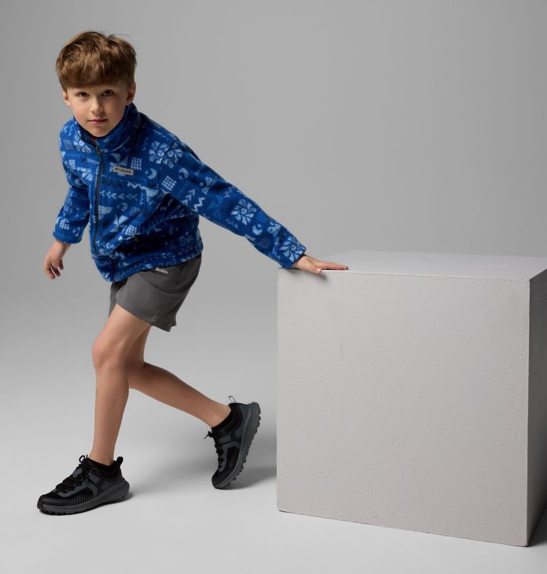 Boys’ Zing III Printed Fleece Jacket, Color: Mountain Blue Outerbounds, image 6