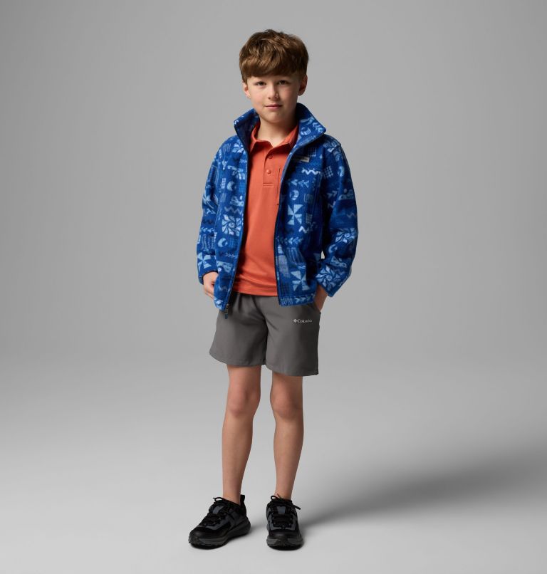 Boys’ Zing III Printed Fleece Jacket, Color: Mountain Blue Outerbounds, image 1