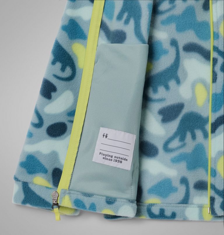 Boys’ Zing III Printed Fleece Jacket, Color: Crushed Blue Dinoflauge, image 3