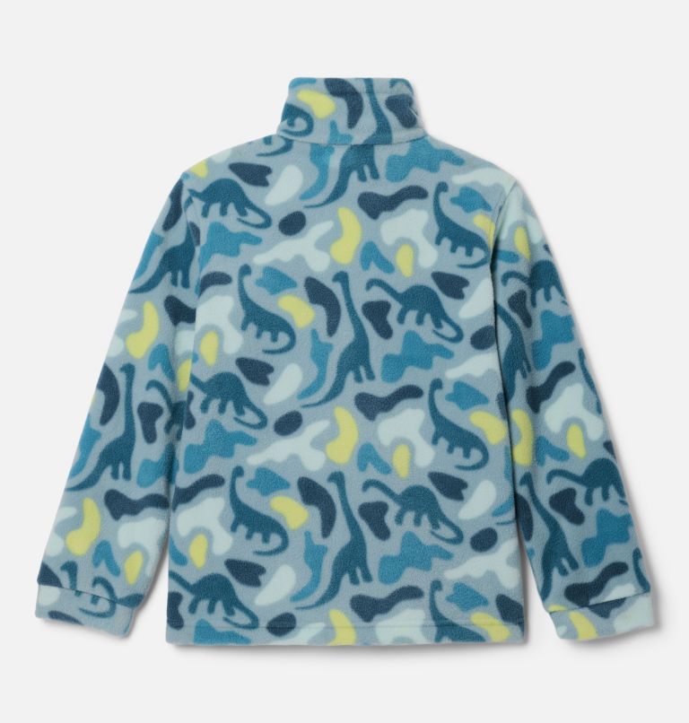 Boys’ Zing III Printed Fleece Jacket, Color: Crushed Blue Dinoflauge, image 2