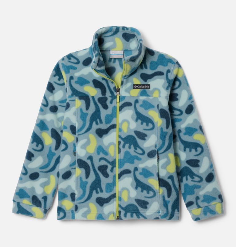 Boys’ Zing III Printed Fleece Jacket, Color: Crushed Blue Dinoflauge, image 1