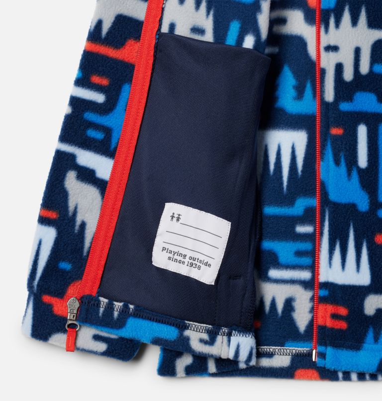 Boys’ Zing III Printed Fleece Jacket, Color: Collegiate Navy Highland, image 3