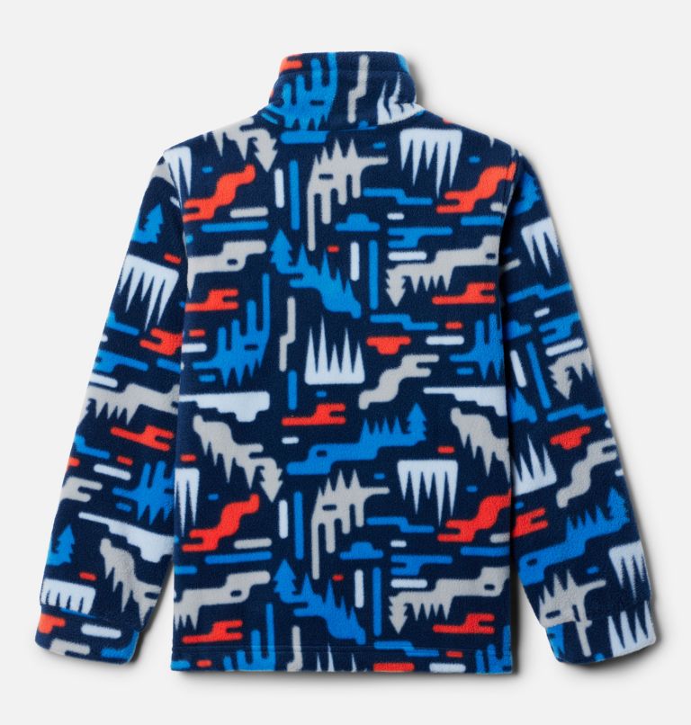 Boys’ Zing III Printed Fleece Jacket, Color: Collegiate Navy Highland, image 2