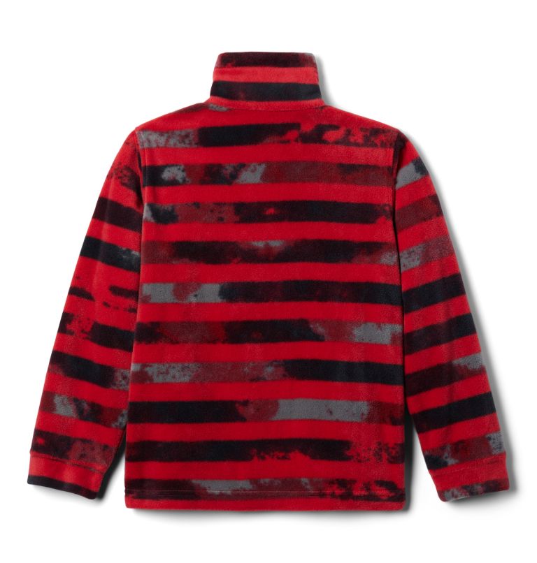 Boys’ Zing III Printed Fleece Jacket, Color: Mountain Red Tie Dye Stripe, image 2