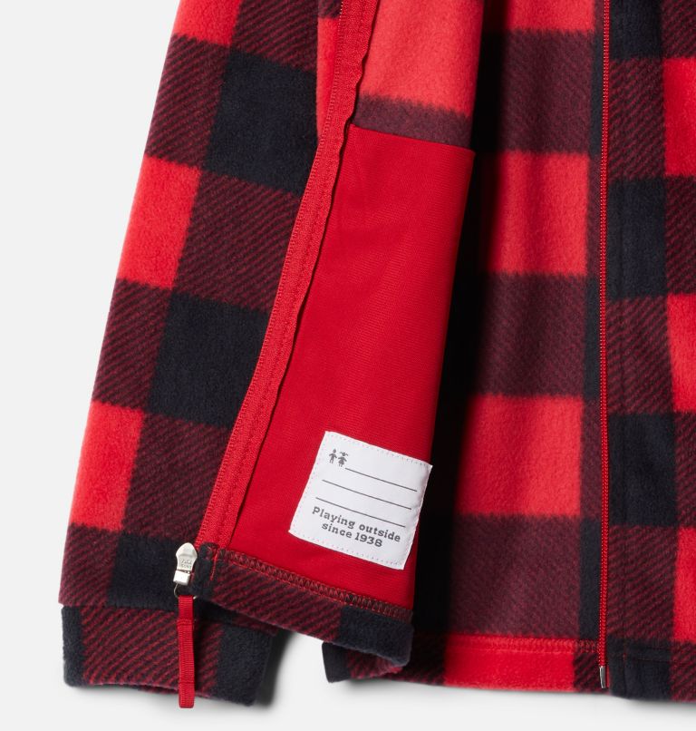 Boys’ Zing III Printed Fleece Jacket, Color: Mountain Red Check (B) Print, image 3