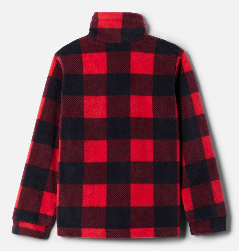 Boys’ Zing III Printed Fleece Jacket, Color: Mountain Red Check (B) Print, image 2