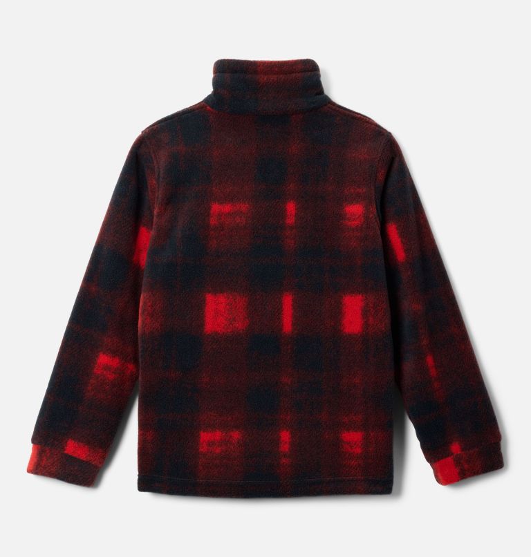 Boys’ Zing III Printed Fleece Jacket, Color: Sail Red Omblur Tonal, image 2