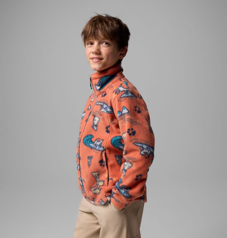 Boys’ Zing III Printed Fleece Jacket, Color: Tuscan Trail Tails, image 4