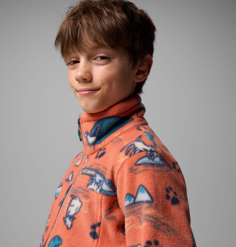 Boys’ Zing III Printed Fleece Jacket, Color: Tuscan Trail Tails, image 5