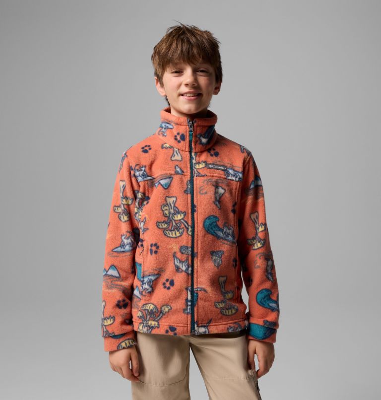 Boys’ Zing III Printed Fleece Jacket, Color: Tuscan Trail Tails, image 6