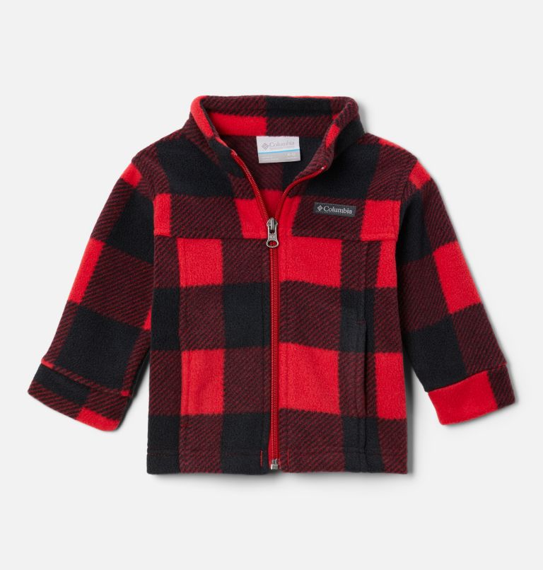 Thumbnail: Boys’ Infant Zing III Printed Fleece Jacket, Color: Mountain Red Check, image 1