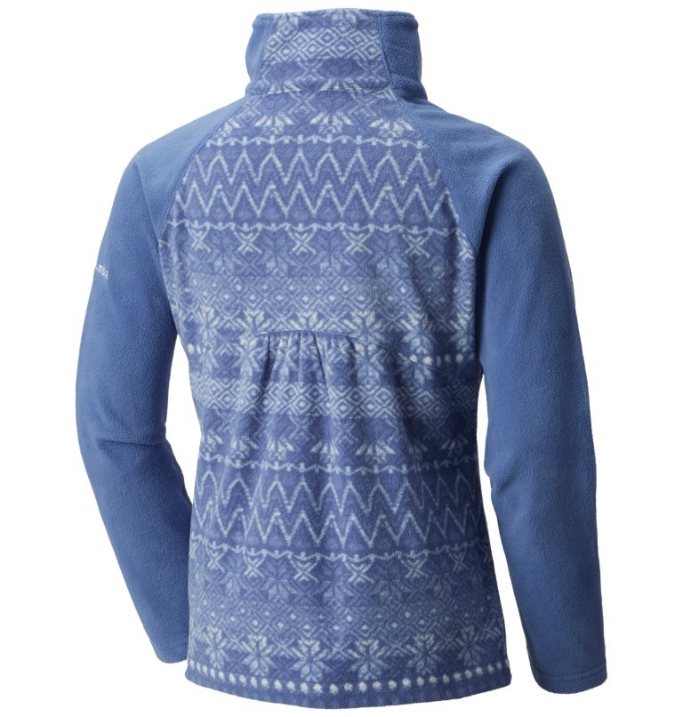 Girls’ Glacial II Printed Fleece 1/4 Zip Pullover, Color: Eve Nordic Stripe, image 2