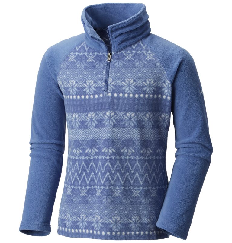 Girls’ Glacial II Printed Fleece 1/4 Zip Pullover, Color: Eve Nordic Stripe, image 1