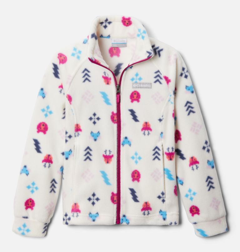 Girls’ Benton Springs II Printed Fleece Jacket, Color: Chalk Woodlands, image 1