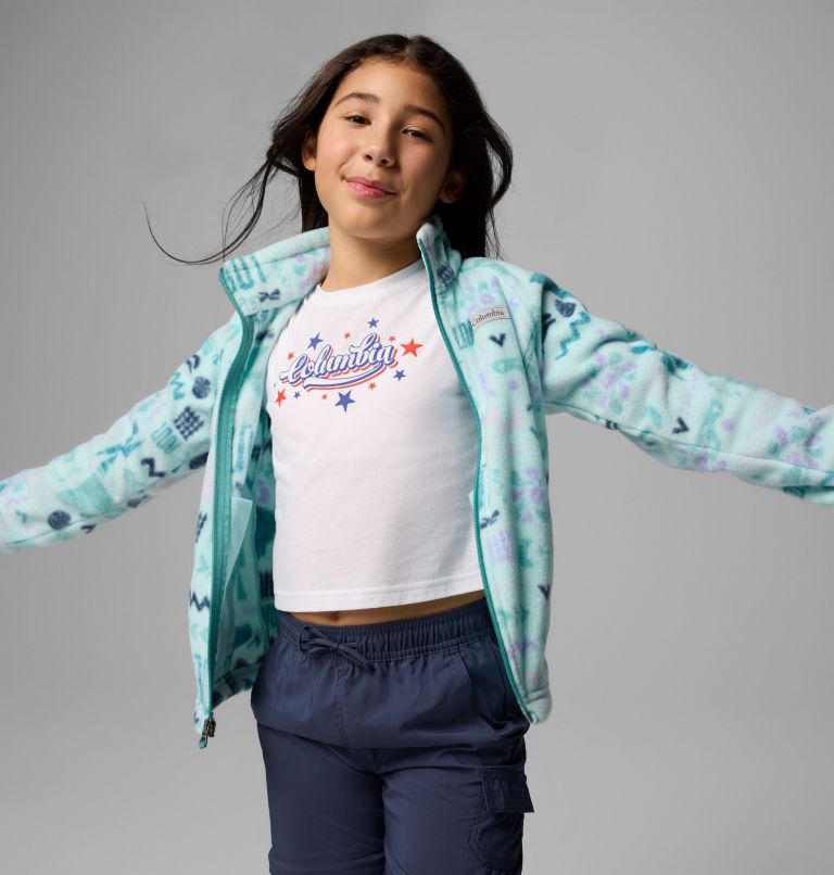 Girls' Benton Springs II Printed Fleece Jacket, Color: Spray Outerbounds, image 5