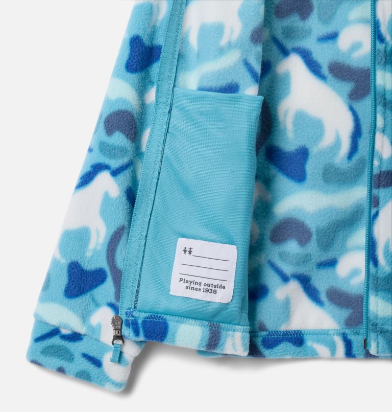 Girls' Benton Springs II Printed Fleece Jacket, Color: Vintage Blue Uniflauge, image 3