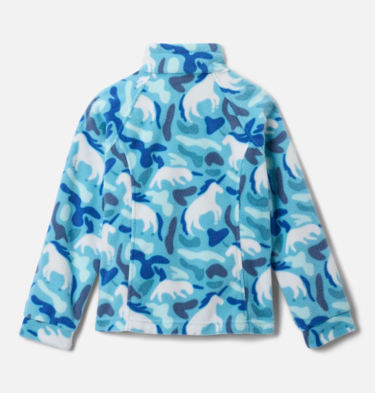 Girls' Benton Springs II Printed Fleece Jacket, Color: Vintage Blue Uniflauge, image 2