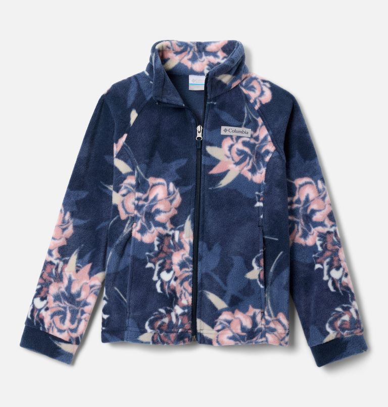 Girls' Benton Springs II Printed Fleece Jacket, Color: Collegiate Navy Blossoming, image 1