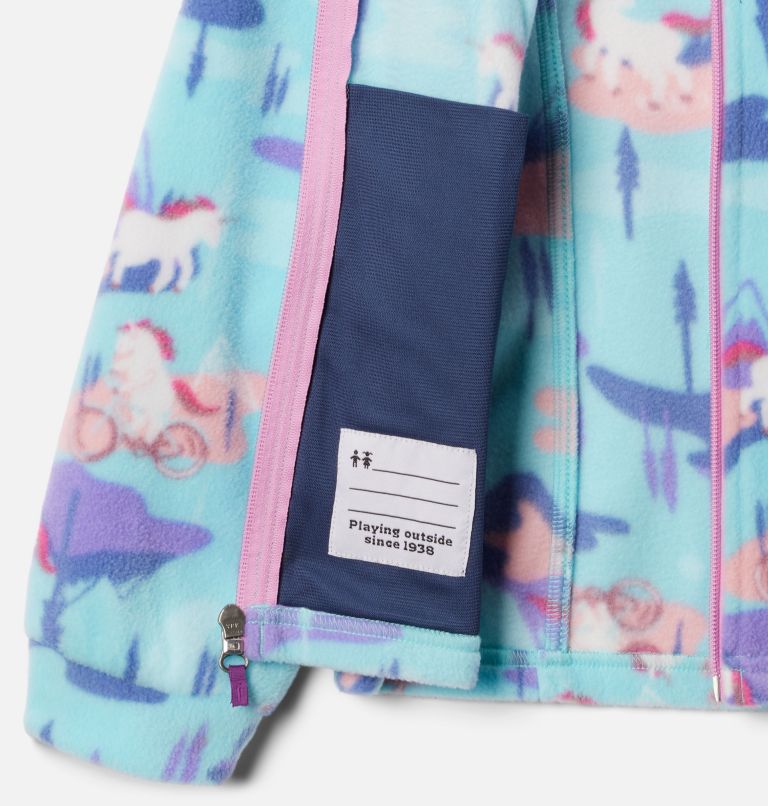 Girls’ Benton Springs II Printed Fleece Jacket, Color: Aquamarine Uninature, image 3