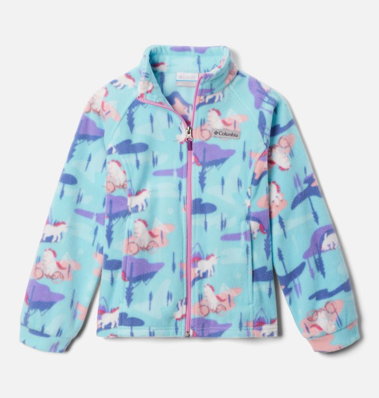 Girls' Benton Springs II Printed Fleece Jacket, Color: Aquamarine Uninature, image 1