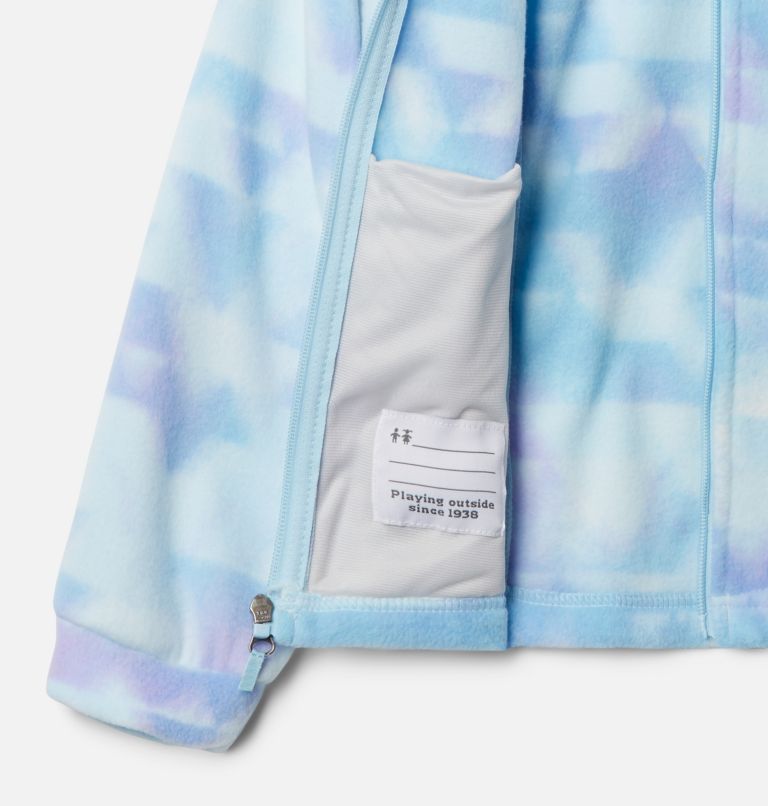 Girls’ Benton Springs II Printed Fleece Jacket, Color: Spring Blue Distant Peaks, image 3