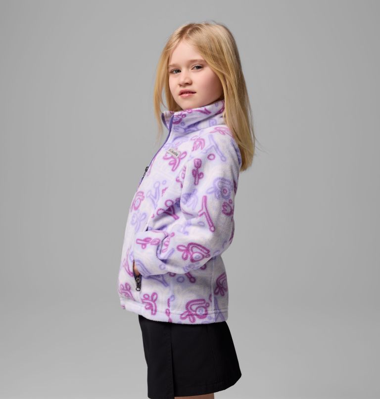 Girls' Benton Springs II Printed Fleece Jacket, Color: Snowdrift Marker Made, image 4
