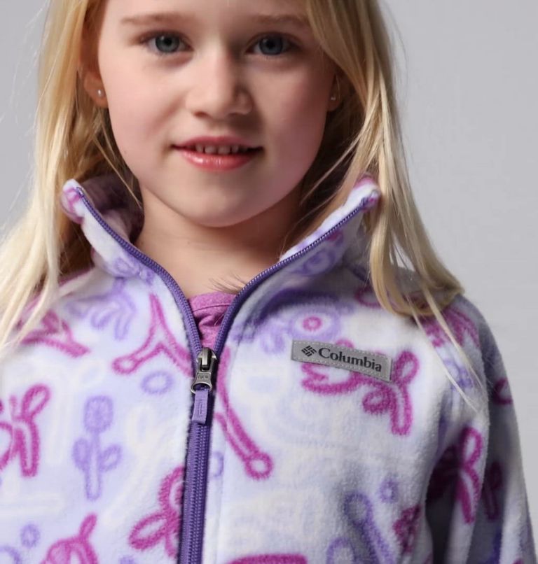 Girls' Benton Springs II Printed Fleece Jacket, Color: Snowdrift Marker Made, image 2