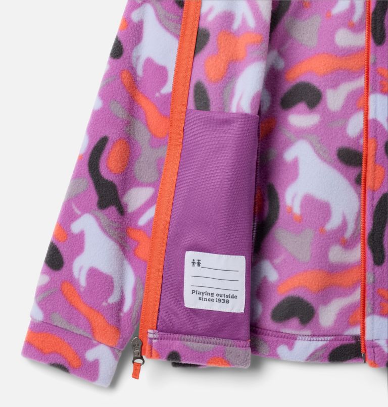 Girls' Benton Springs II Printed Fleece Jacket, Color: Razzle Uniflauge, image 3