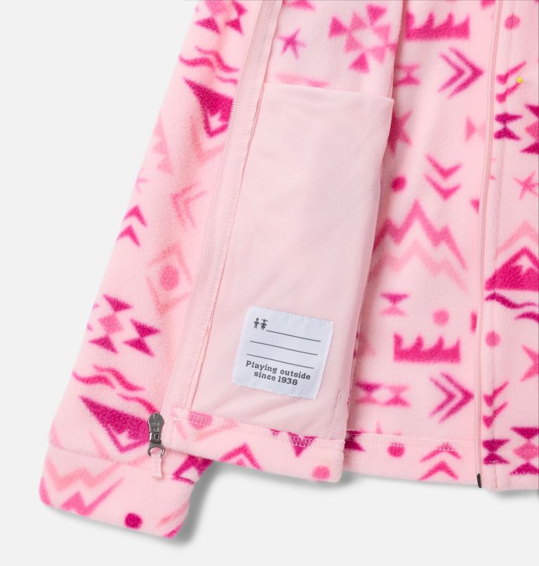 Girls' Benton Springs II Printed Fleece Jacket, Color: Satin Pink Peaked, image 3