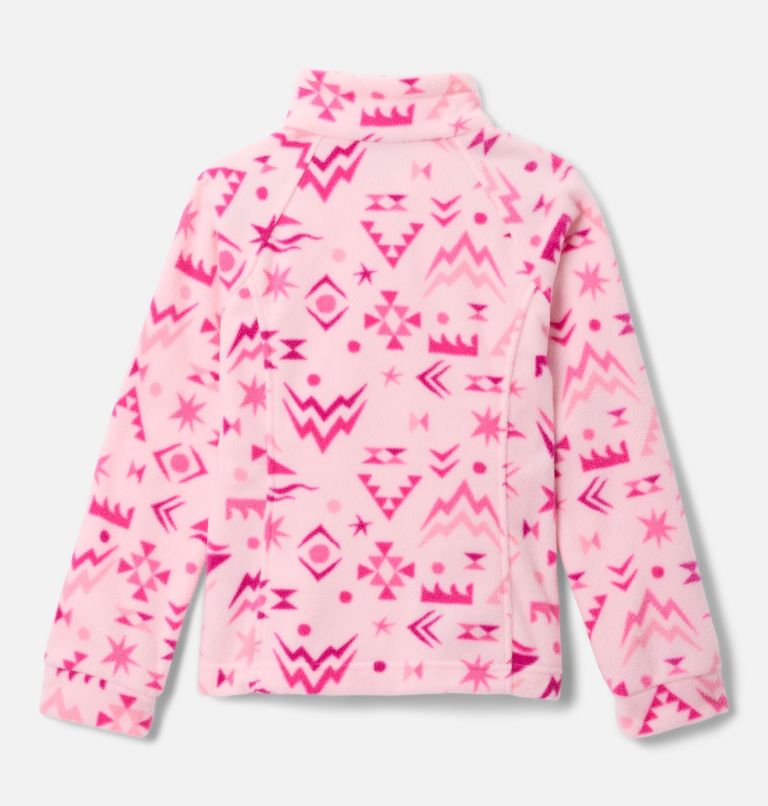 Girls' Benton Springs II Printed Fleece Jacket, Color: Satin Pink Peaked, image 2
