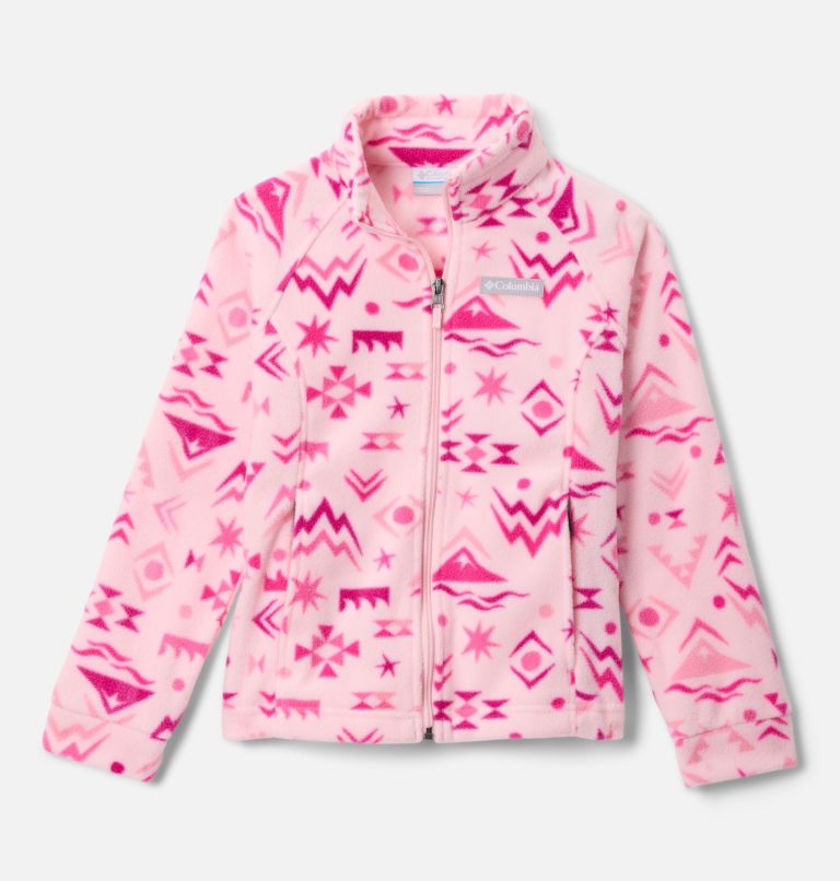 Girls' Benton Springs II Printed Fleece Jacket, Color: Satin Pink Peaked, image 1