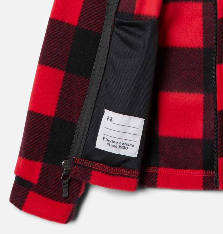 Girls’ Benton Springs II Printed Fleece Jacket, Color: Red Lily Check, image 3