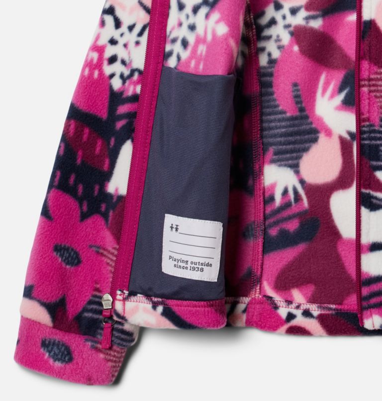 Girls' Benton Springs II Printed Fleece Jacket, Color: Wild Fuchsia Scraptanical, image 3