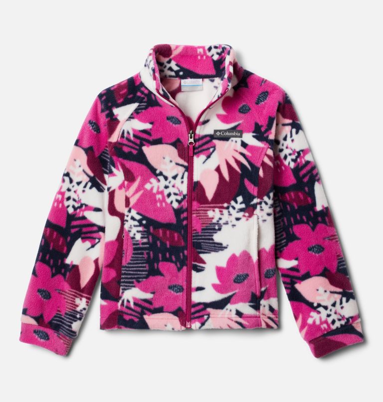 Girls' Benton Springs II Printed Fleece Jacket, Color: Wild Fuchsia Scraptanical, image 1