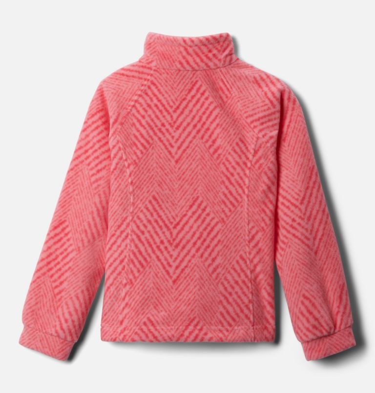Girls' Benton Springs II Printed Fleece Jacket, Color: Pink Orchid Chevron Print, image 2