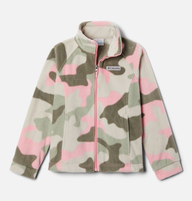 Girls’ Benton Springs II Printed Fleece Jacket, Color: Pink Orchid Mod Camo, image 1
