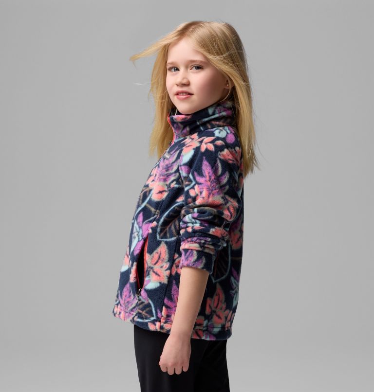 Girls' Benton Springs II Printed Fleece Jacket, Color: Hot Coral Pasteled, image 2