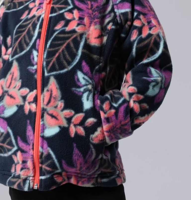 Girls' Benton Springs II Printed Fleece Jacket, Color: Hot Coral Pasteled, image 2