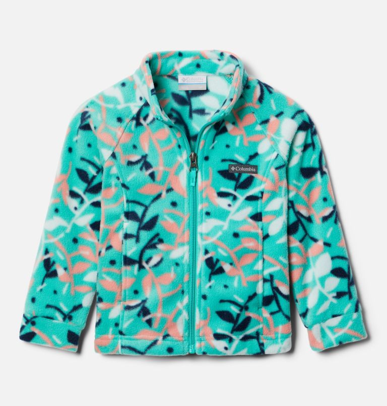 Girls’ Toddler Benton Springs II Printed Fleece Jacket, Color: Electric Turquoise Scrap Floral