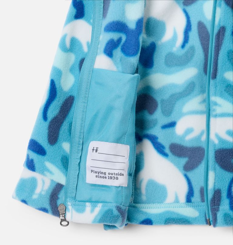 Girls' Toddler Benton Springs II Printed Fleece Jacket, Color: Vintage Blue Uniflauge, image 3