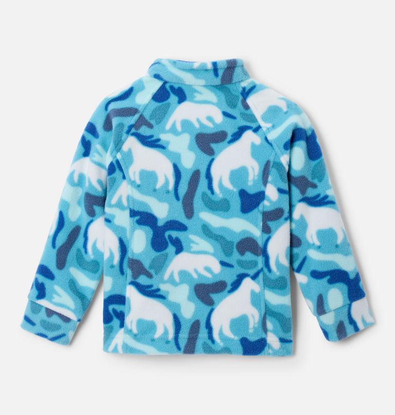 Girls' Toddler Benton Springs II Printed Fleece Jacket, Color: Vintage Blue Uniflauge, image 2