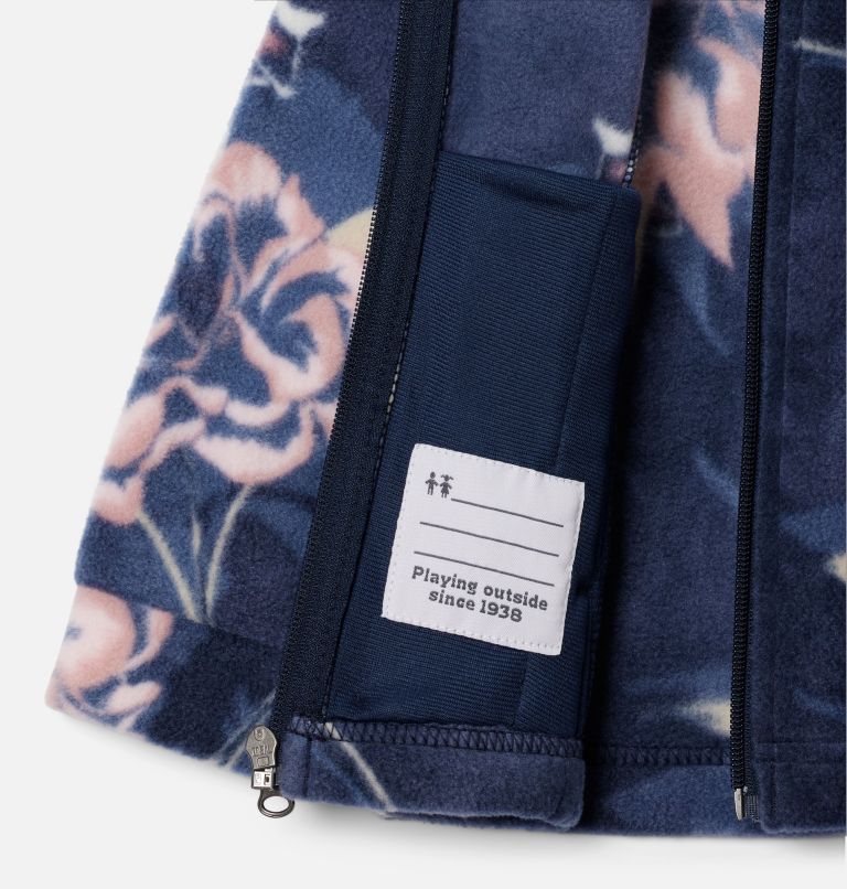Girls' Toddler Benton Springs II Printed Fleece Jacket, Color: Collegiate Navy Blossoming, image 3