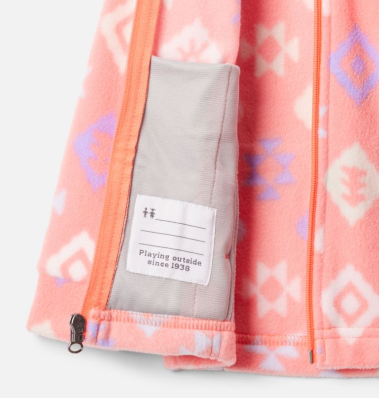 Girls' Toddler Benton Springs II Printed Fleece Jacket, Color: Hot Coral Hinterland, image 3