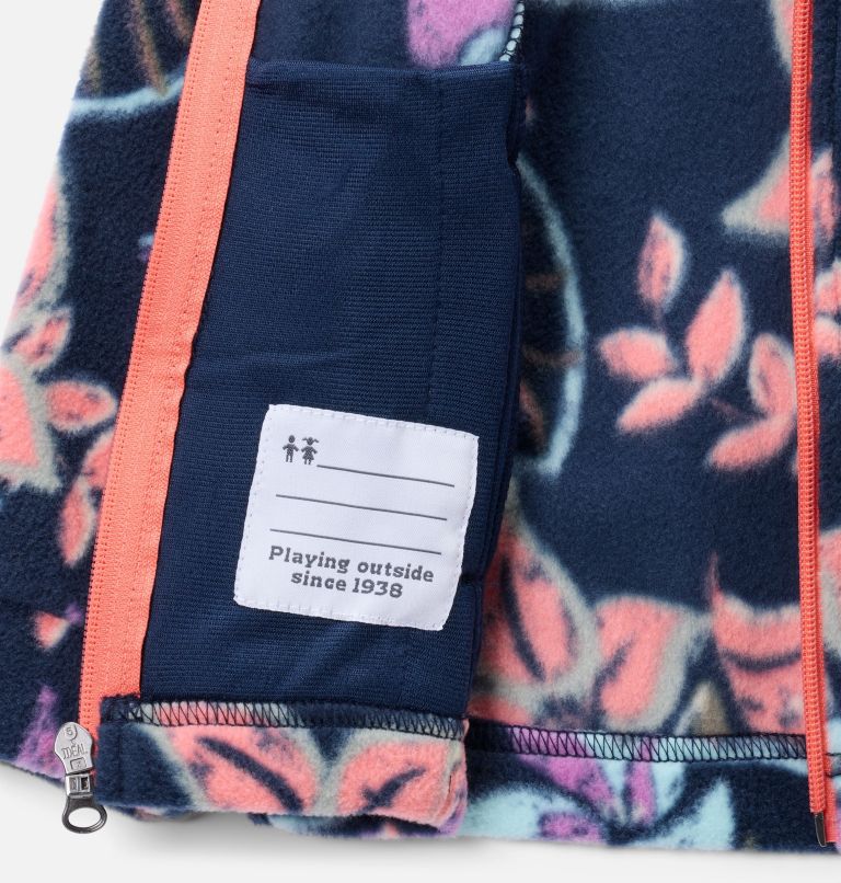 Girls' Toddler Benton Springs II Printed Fleece Jacket, Color: Hot Coral Pasteled, image 3
