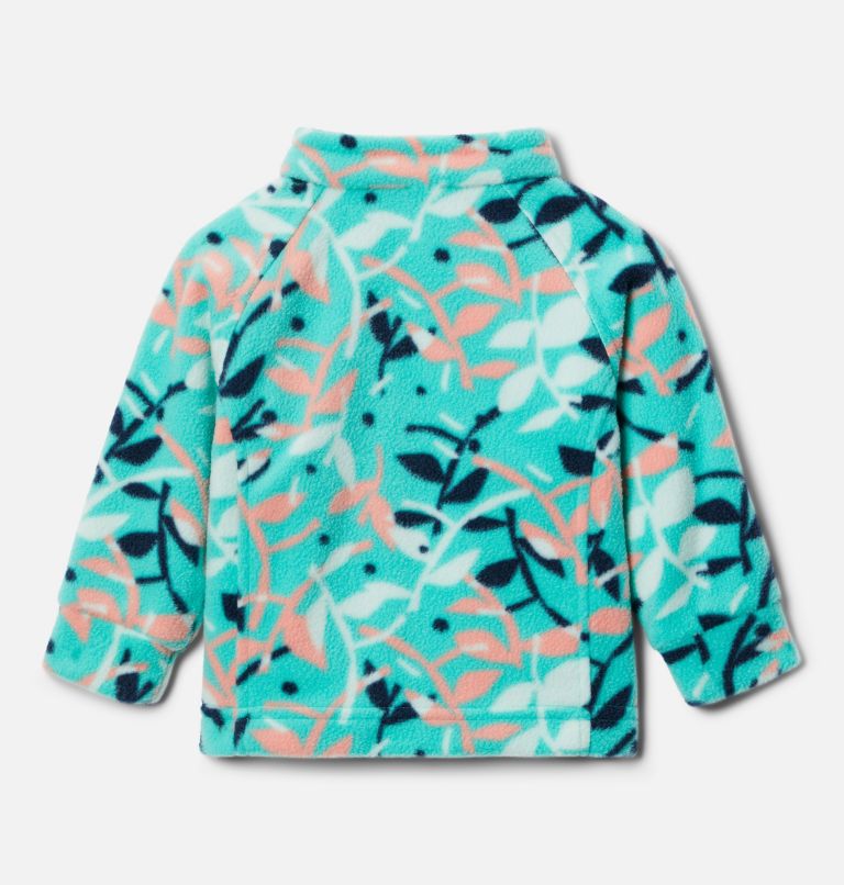 Girls’ Infant Benton Springs II Printed Fleece Jacket, Color: Electric Turquoise Scrap Floral, image 2