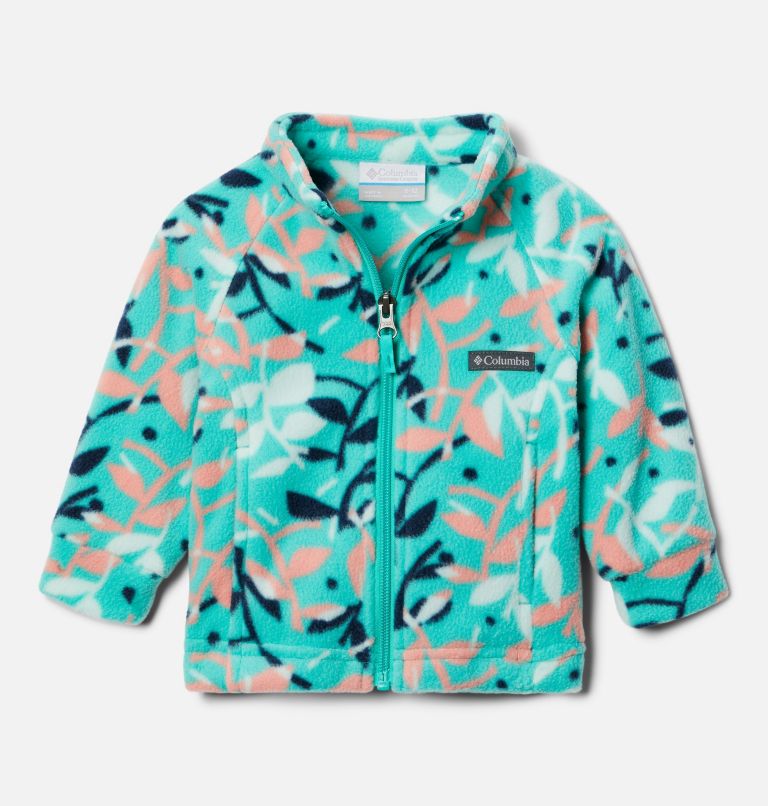 Thumbnail: Girls’ Infant Benton Springs II Printed Fleece Jacket, Color: Electric Turquoise Scrap Floral, image 1