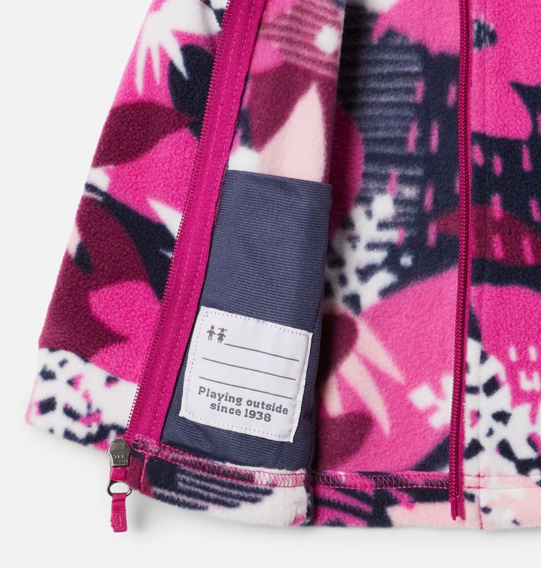 Girls’ Infant Benton Springs II Printed Fleece Jacket, Color: Wild Fuchsia Scraptanical, image 3