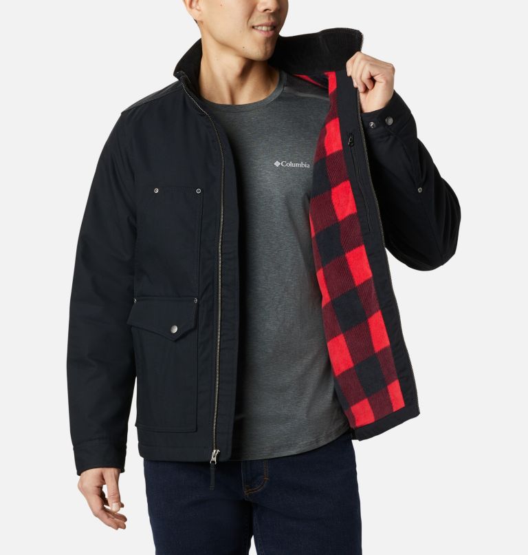 Men's Loma Vista Fleece Lined Jacket, Color: Black, Mountain Red Plaid, image 6